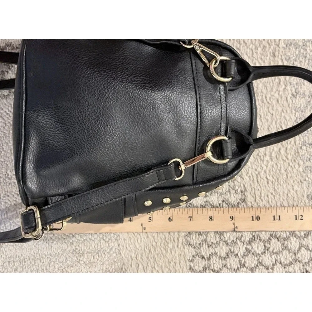 NWOT Bebe Black Rhinestone Studded Mini Backpack‎ Y2K Glam Vegan Leather Bag